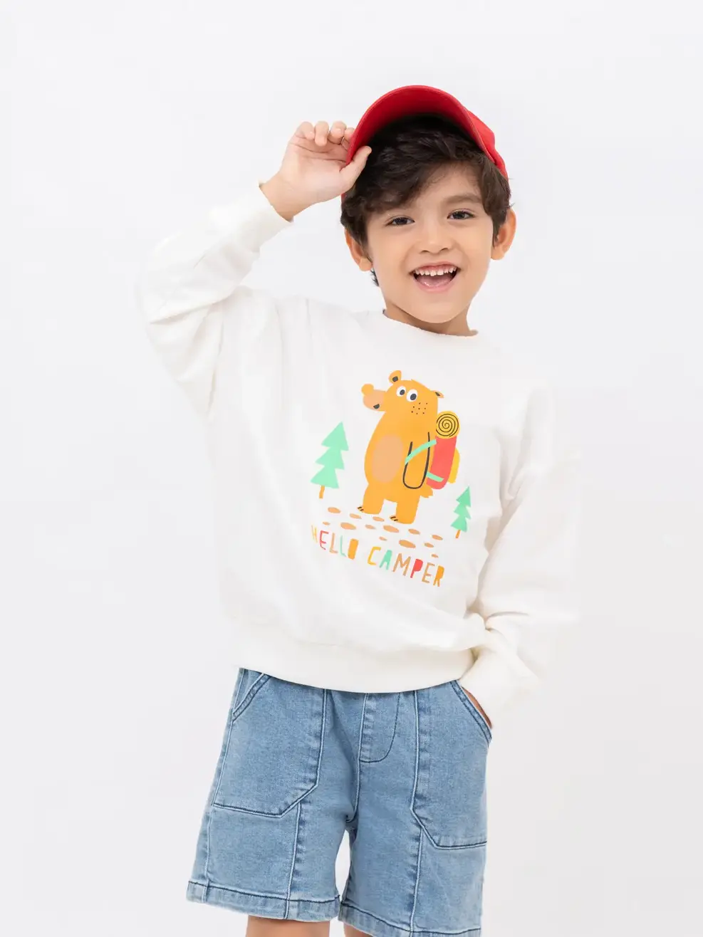 Áo nỉ kid hello camper - Trắng - 2