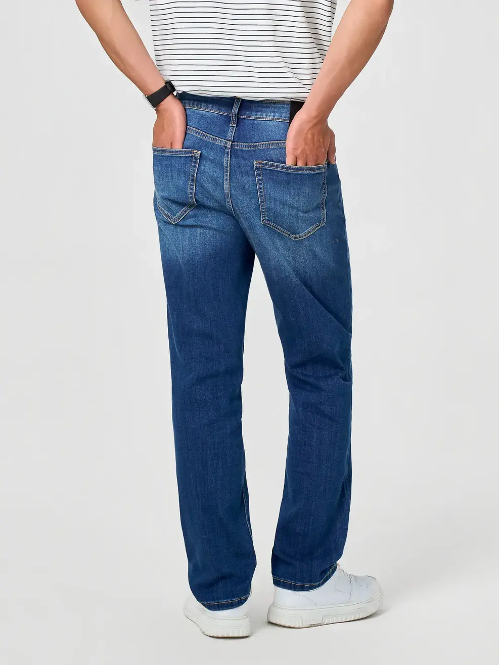 Quần Jeans Nam Regular Siêu Nhẹ Co Giãn - Màu chàm 002 - 28