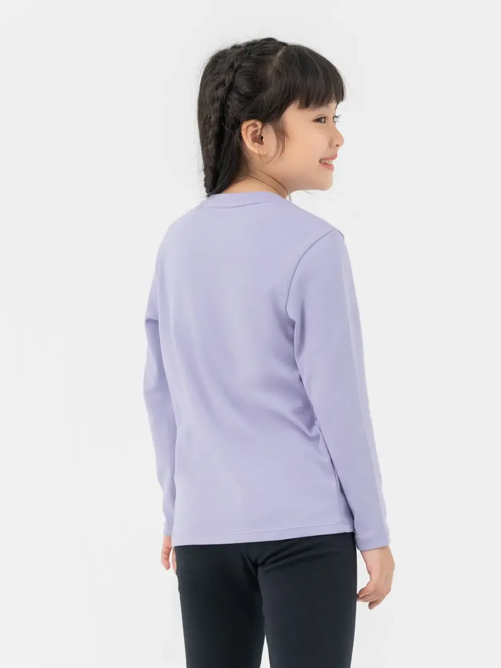 Áo Thun Dài Tay Kid Nhỏ Vải Rib Cổ Tròn - Tím - 2