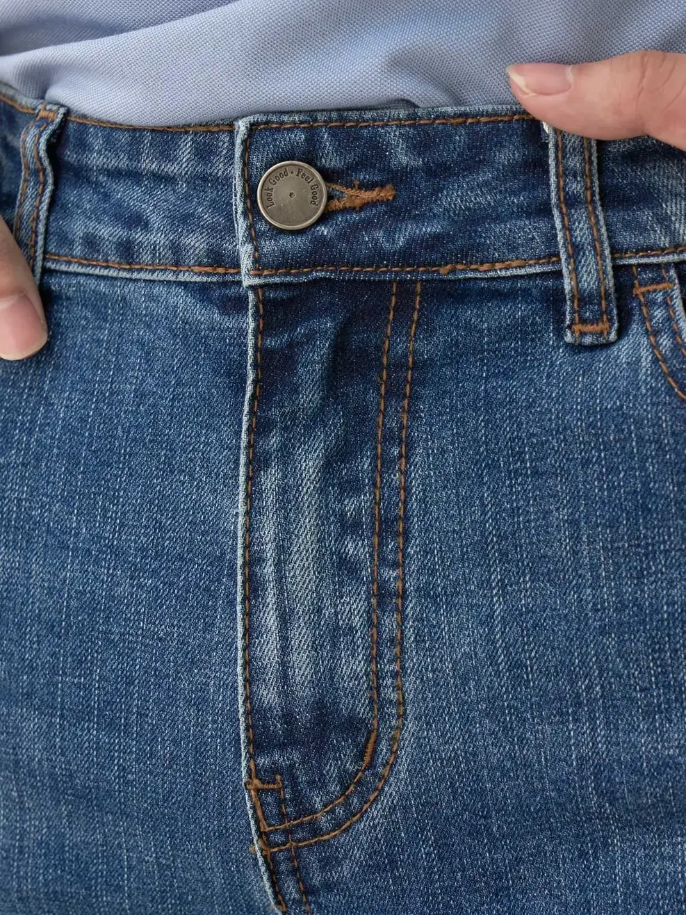 Quần jean nam Regular cotton giặt mài - Xanh đậm - 28