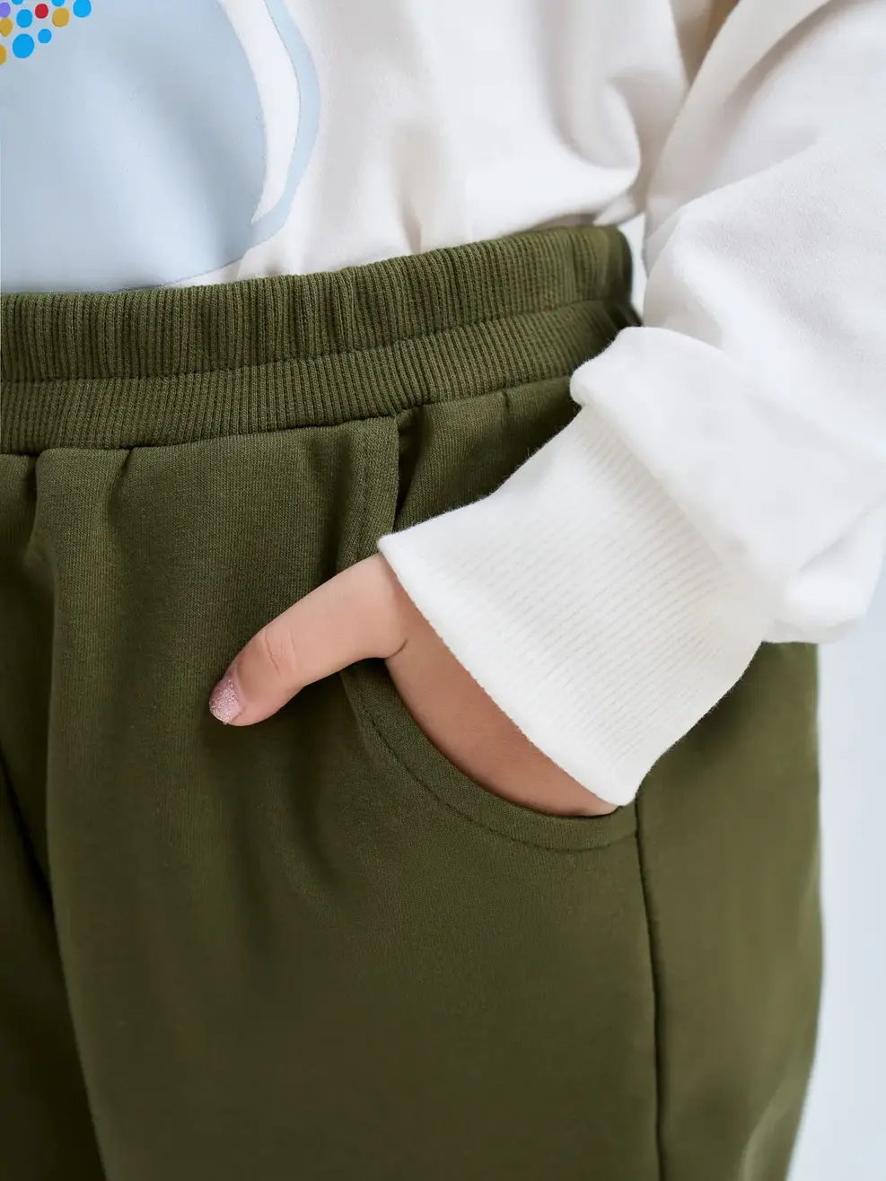 Quần nỉ kid in sườn - Rêu - 2