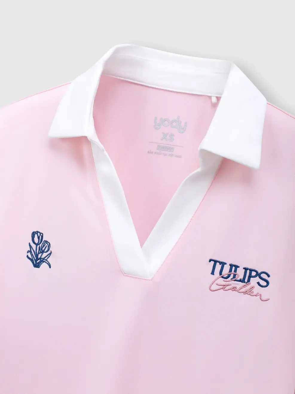 Áo Polo Nữ Cổ V Thêu Hình - Hồng 104 - XL