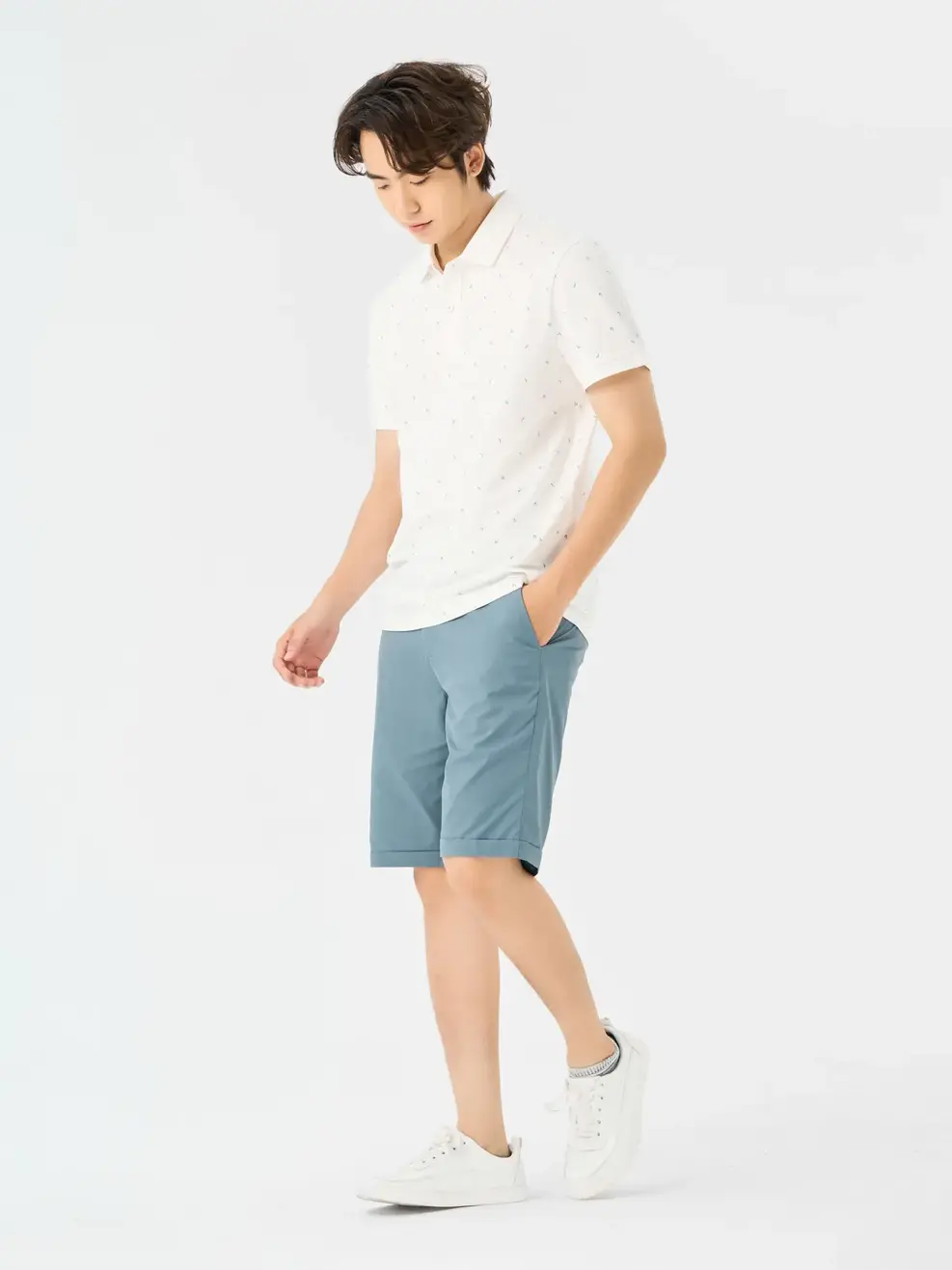 Áo Polo Nam Mắt Chim In Hoạ Tiết - Trắng - M