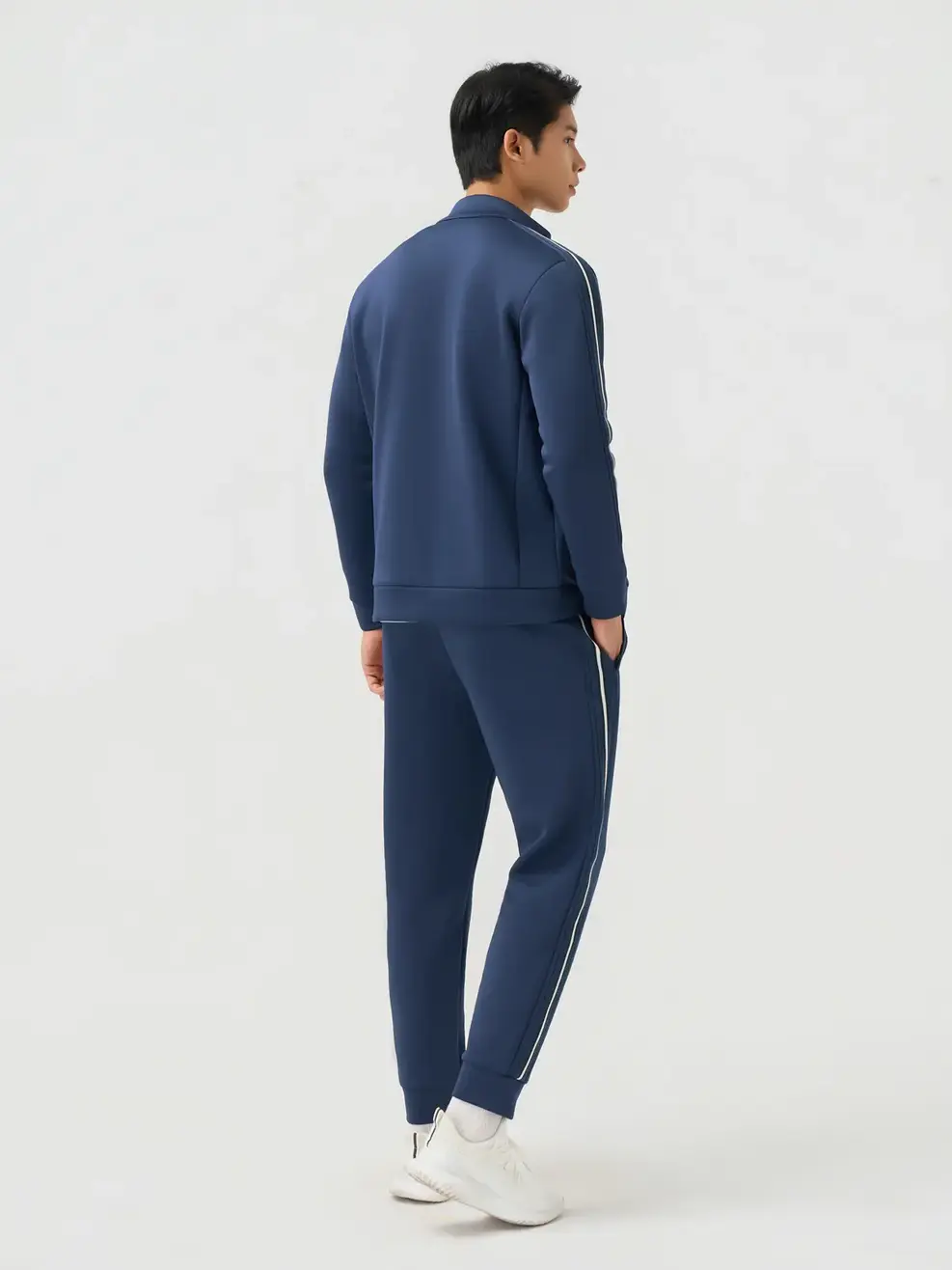 Bộ Đồ Nỉ Nam Thể Thao Phối Dây Dệt - Tím Than 009 - M