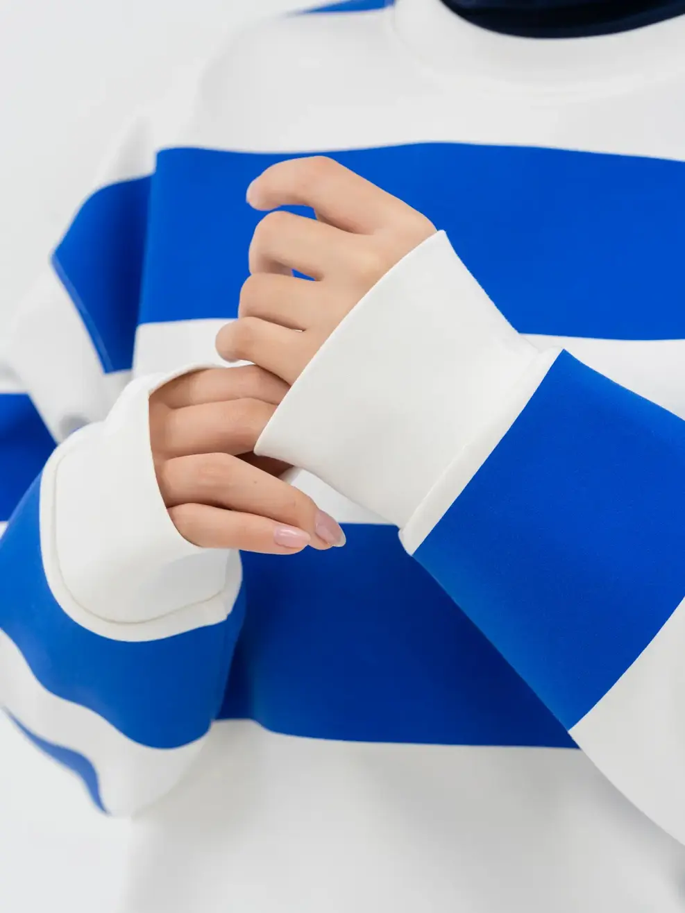 Áo Thu Đông Nữ Phối Kẻ  - Kẻ xanh đậm - S