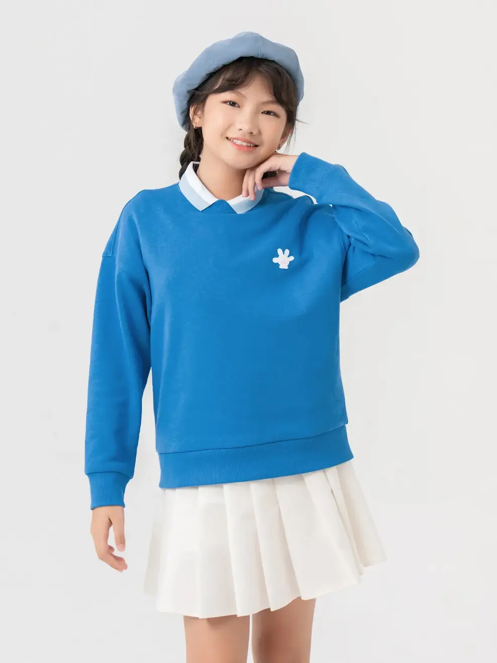 Áo Dài Tay Kid Happy Face Mickey - Xanh coban - 10