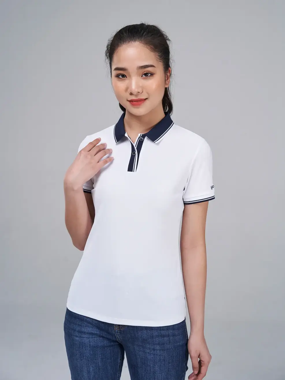 Áo Polo nữ Airycool nẹp bo - Trắng - L