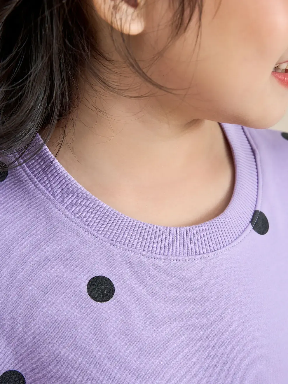 Đầm bé gái gấu nhún chấm bi - Tím - 2