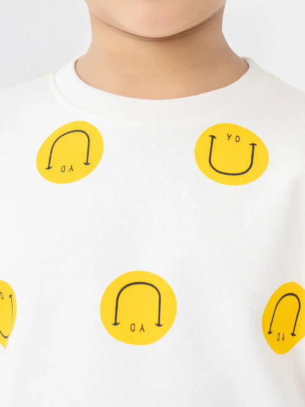 Áo Dài Tay Kid In Tràn Bo Gấu Họa Tiết Mặt Cười - Trắng. - 2