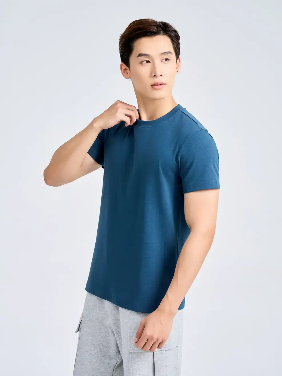 Áo Phông Nam Slimfit Thun Rib Cotton Mềm (TSM7188) - màu ngọc lam 040 - 2XL