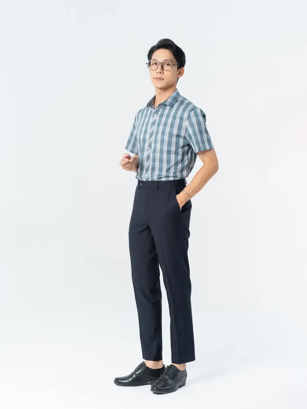 Quần Âu Nam Slim Lé Sườn - Tím than - 30
