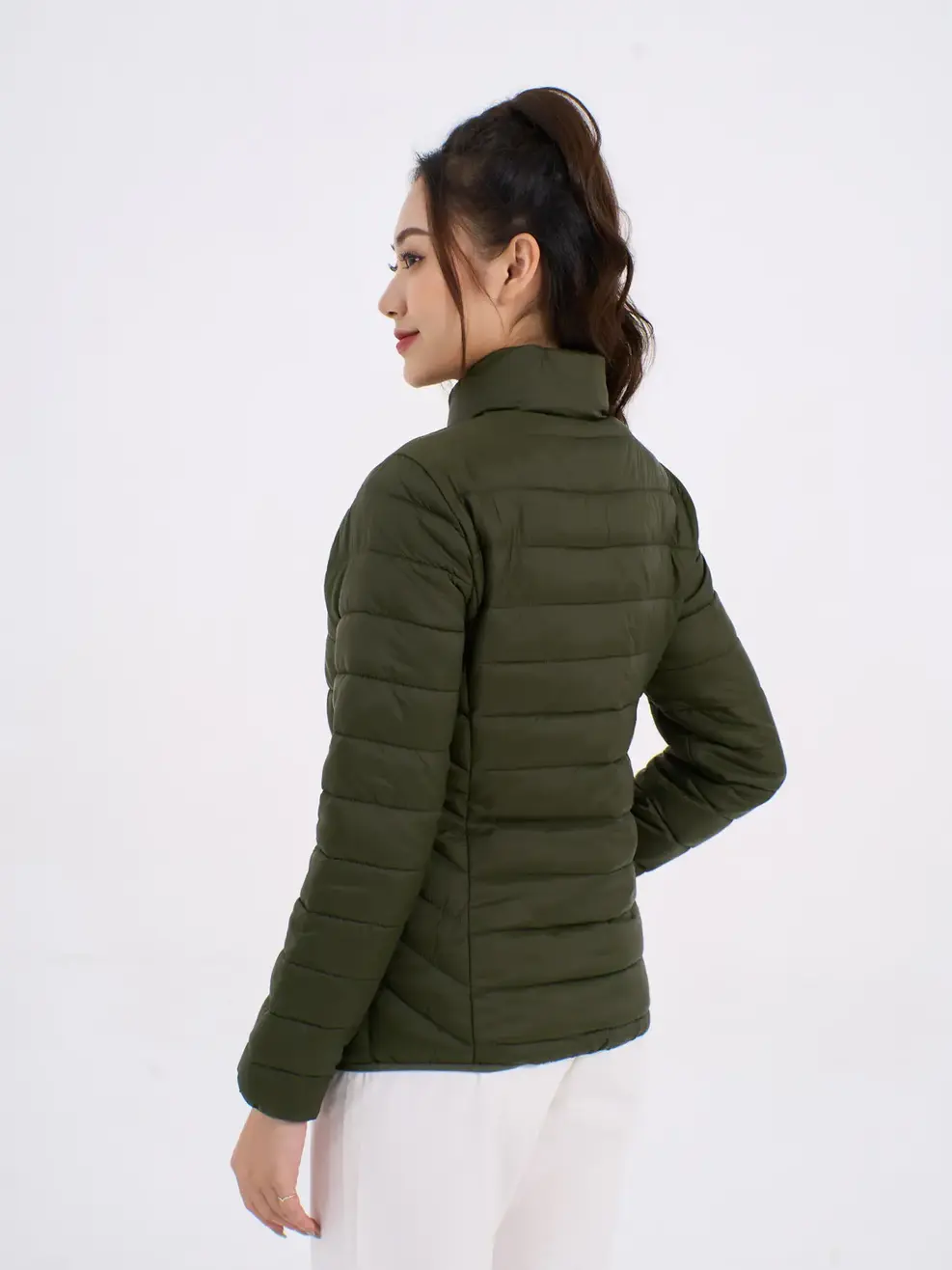 Phao nữ dáng ôm không mũ Yody - Rêu - M