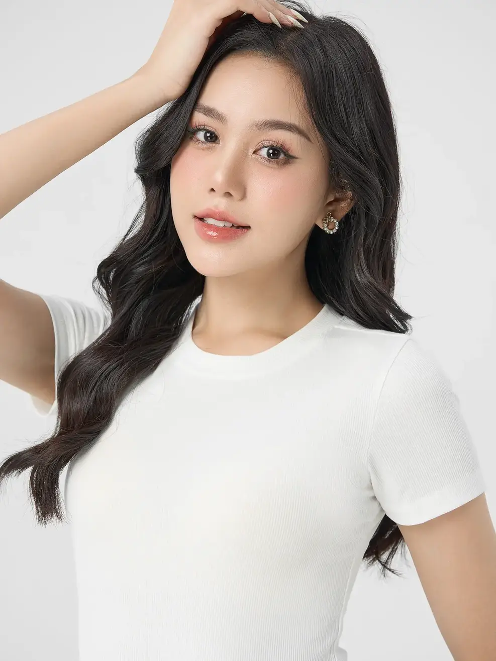 T-shirt Nữ Thun Rib Cơ Bản - Trắng - S