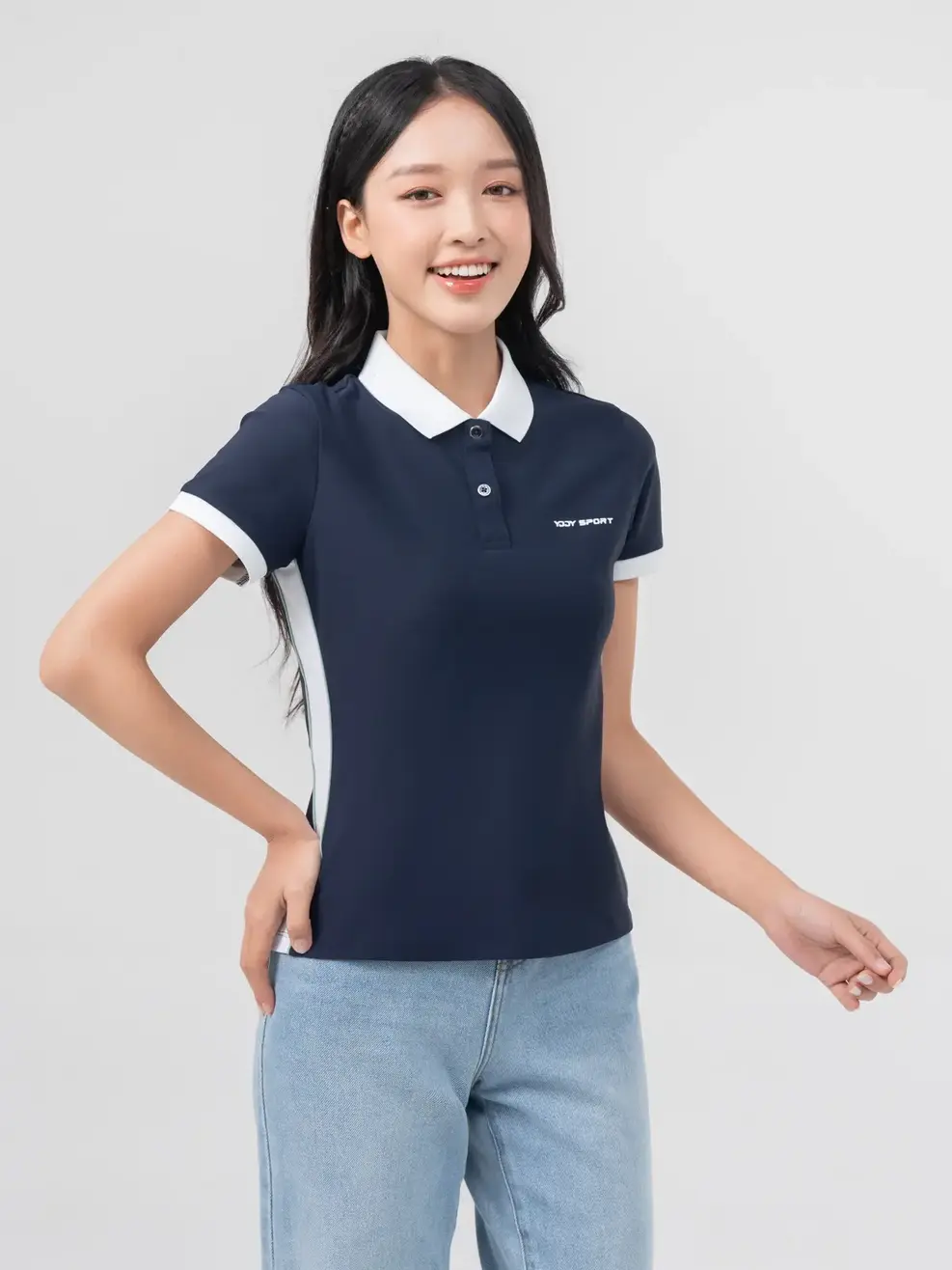 Polo Thể Thao Nữ Airycool Phối Màu - Navy - S