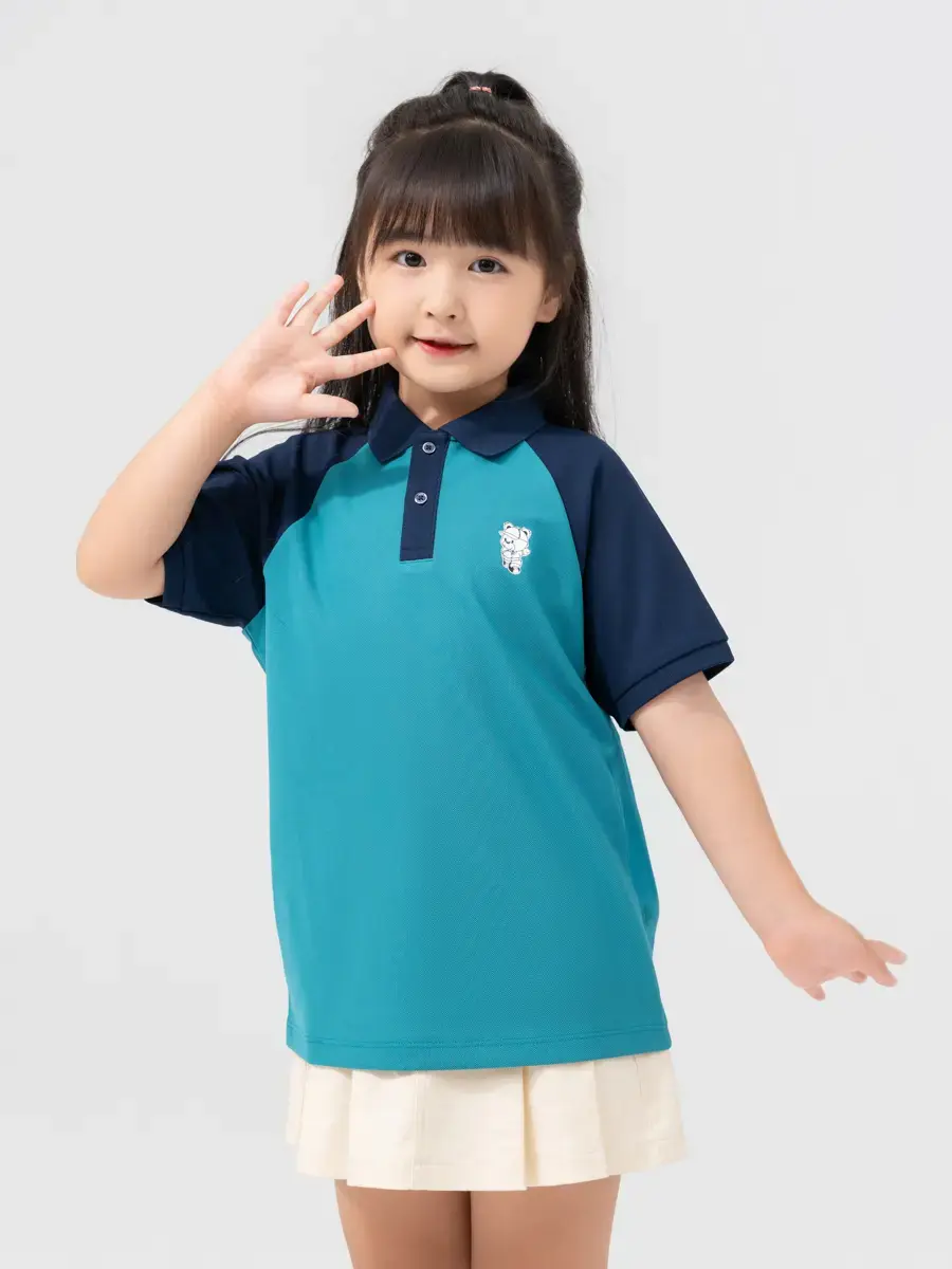 ÁO POLO TRẺ EM IN GẤU - Xanh - 6