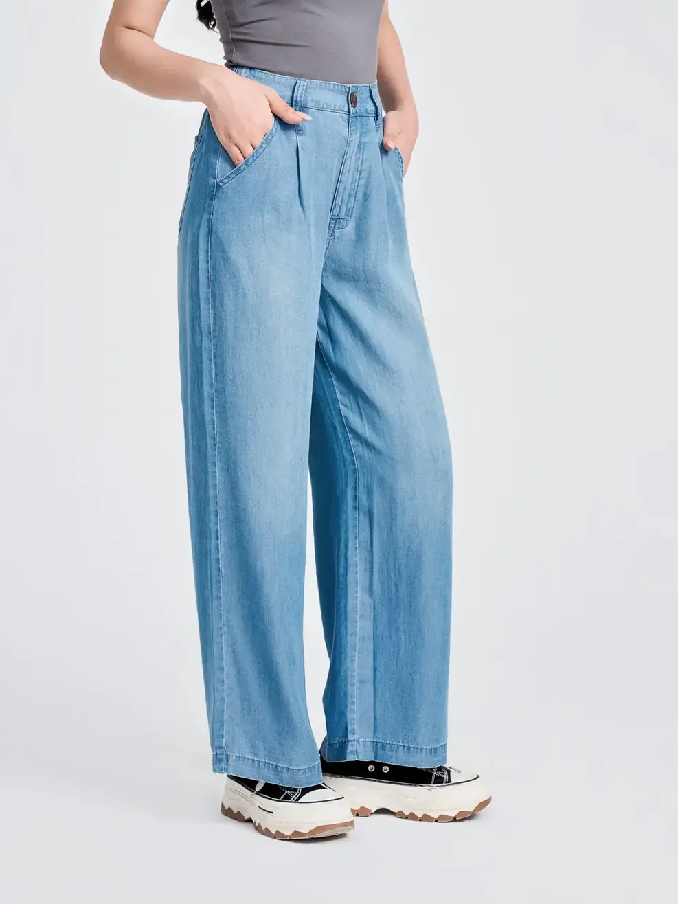 Quần Jeans Giấy Tencel Suông 1 Ly (QJN7062) - Màu chàm 003 - 27