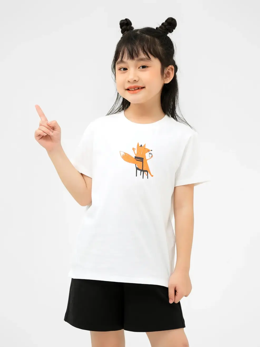 T-shirt Kid In Chú Cáo Nhỏ Cotton Usa - Trắng 1 - 2