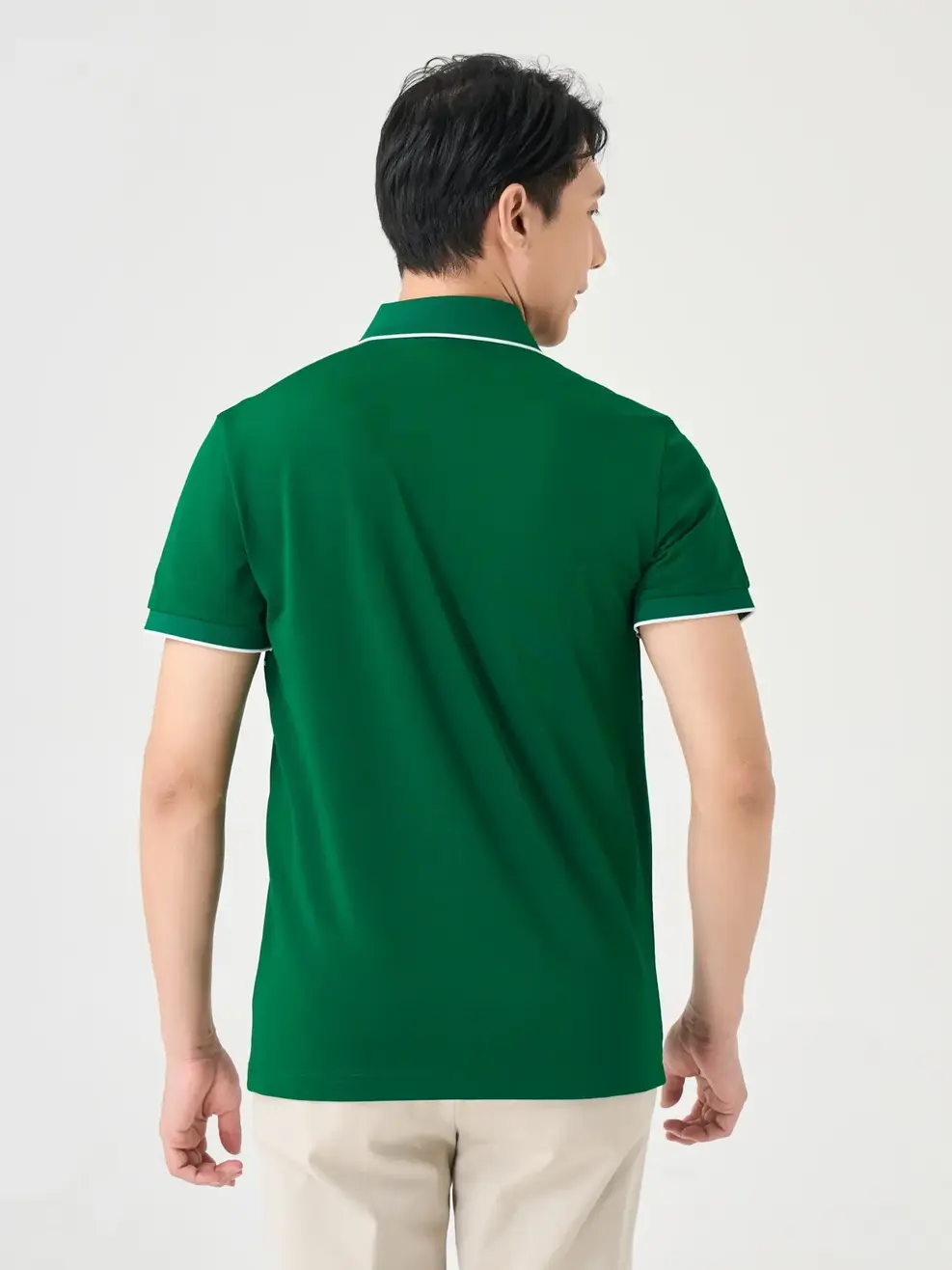 Áo Polo Nam In Kẻ - Xanh rêu - M