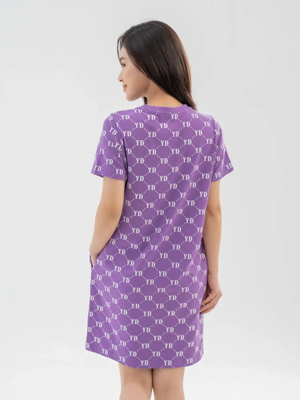 Váy Thun Nữ In Tràn Cotton Usa - Tím - S