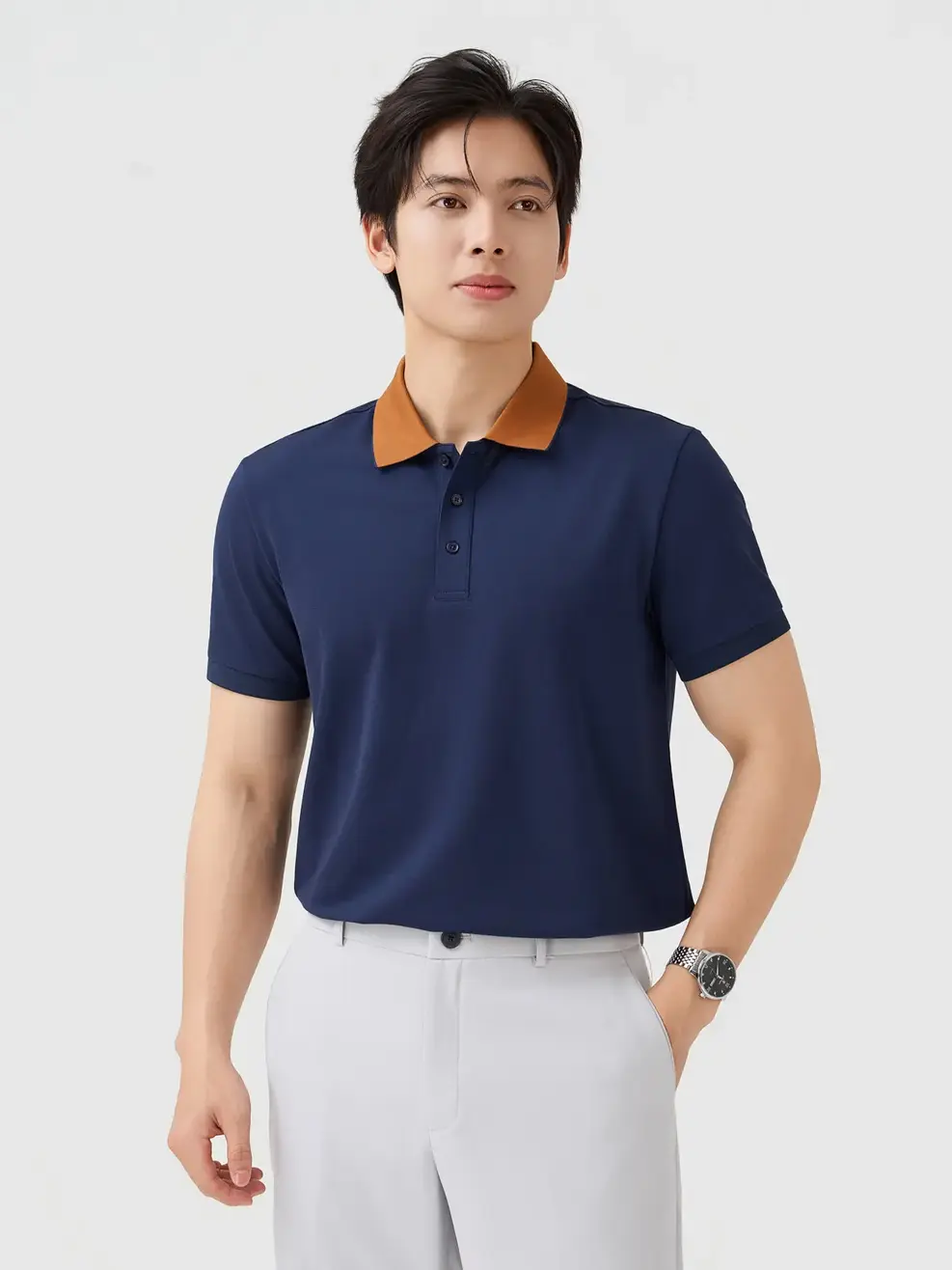 Áo Polo Nam Ngắn Tay Cổ Phối Bo - Navy 023 - XL