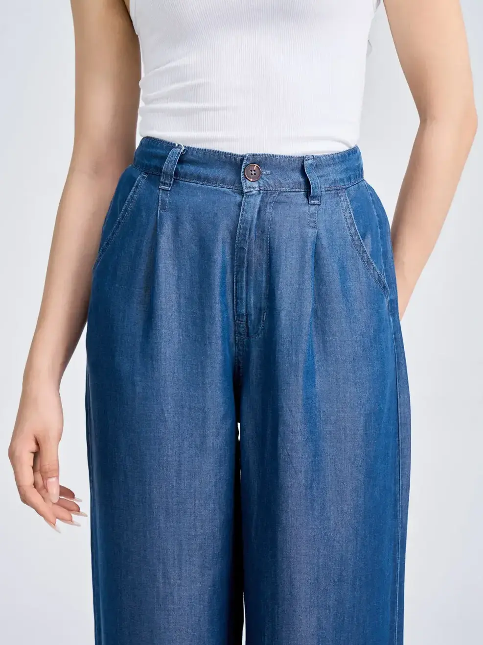 Quần Jeans Giấy Tencel Suông 1 Ly (QJN7062) - Màu chàm 002 - 25