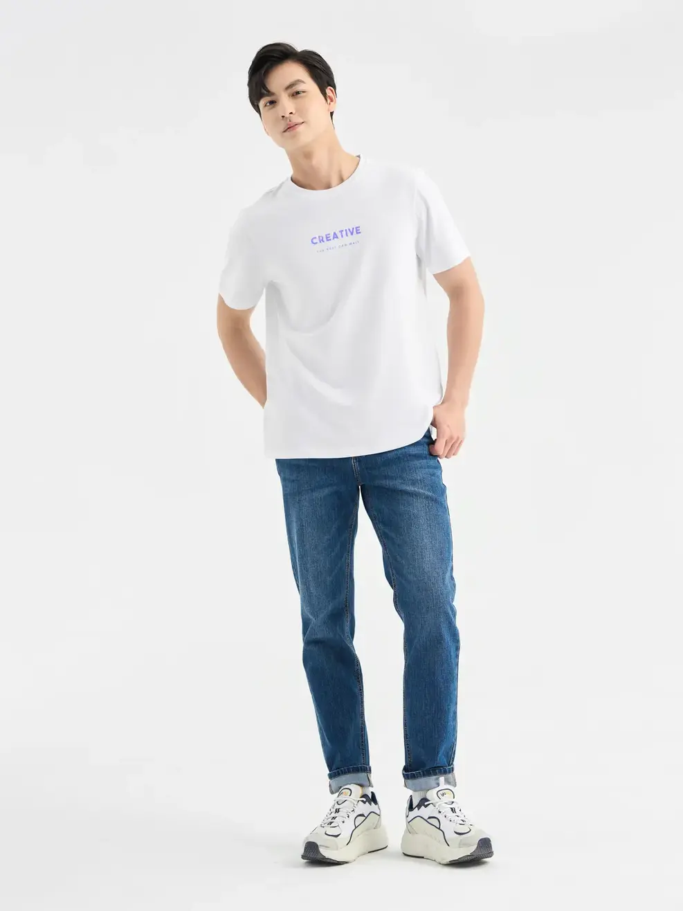 T-shirt Nam In Creative Bột Ngô - Trắng 1 - M