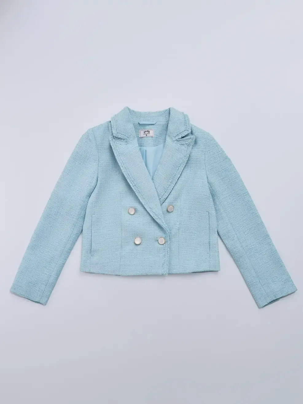 Áo Khoác Nữ Dạ Tweed Cổ Vest  - Xanh lơ - S