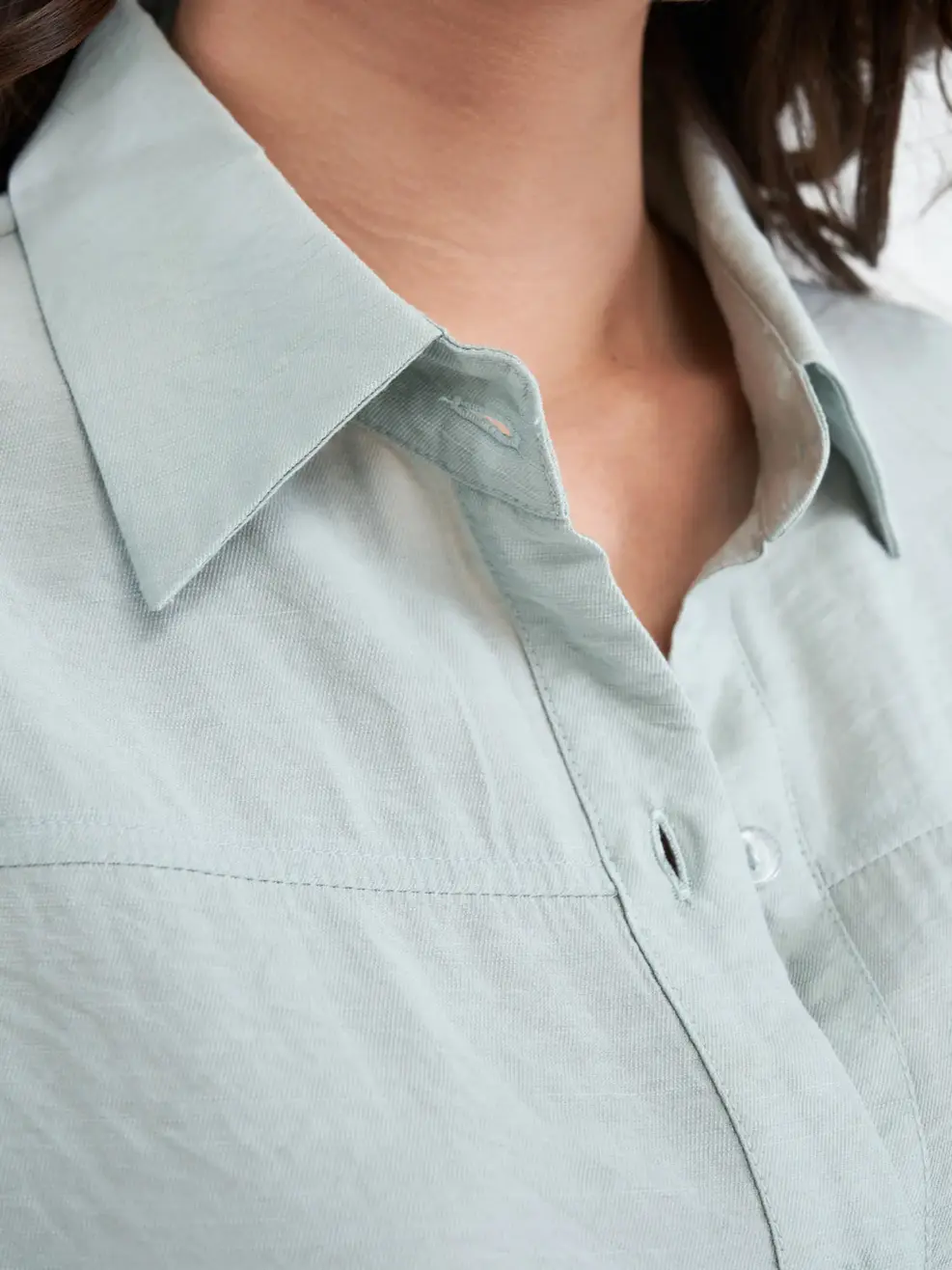 Sơ mi dáng rộng - Xanh - S