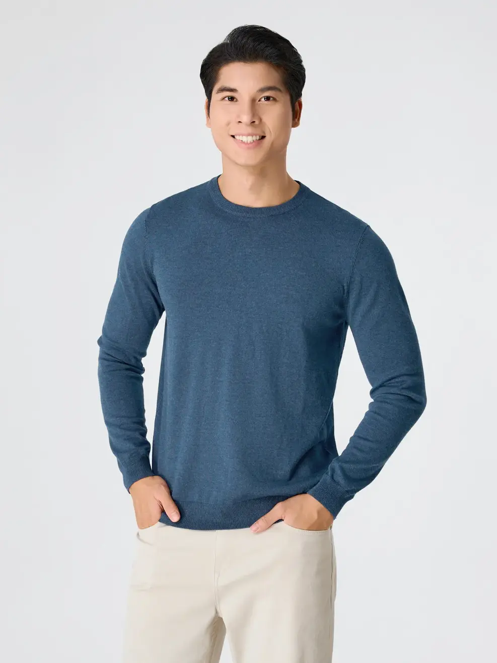 Áo Len Regular Cổ Tròn Mỏng Cơ Bản - Xanh ngọc 050 - XL