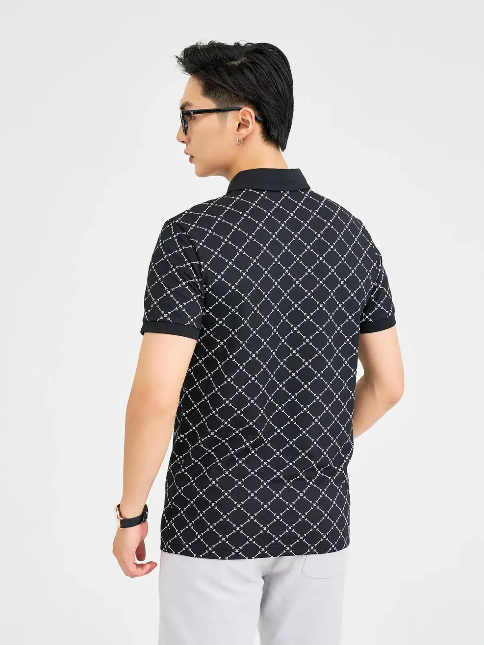 Polo Nam In Tràn Ngôi Sao - Đen - XL