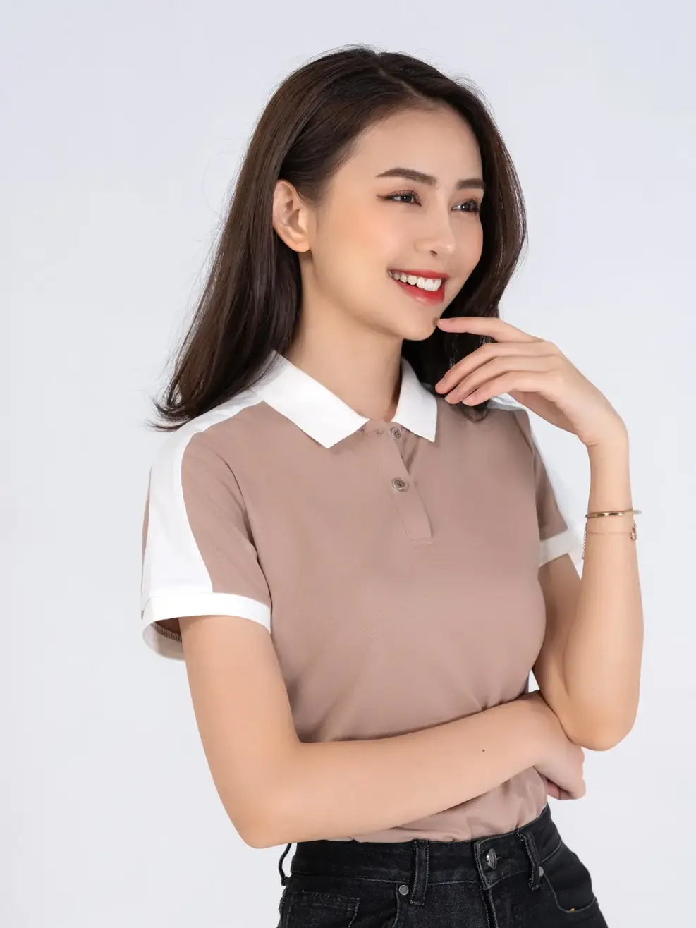 Polo nữ phối vai - Cafe 2 - L