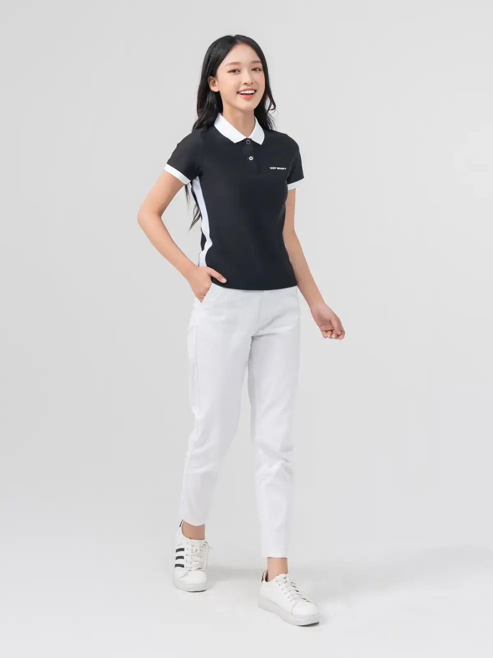 Polo Thể Thao Nữ Airycool Phối Màu - Đen - S