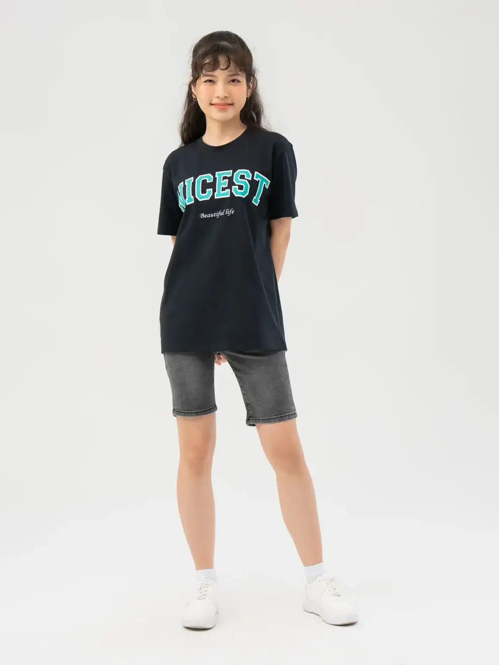 T-shirt Nữ In Nicest Bột Ngô - ĐEN 1 - S