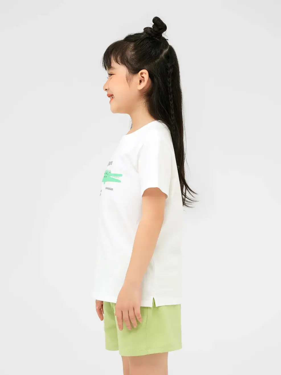 Đồ Bộ Kid In Cá Sâu Cotton Usa - Trắng Xanh - 2