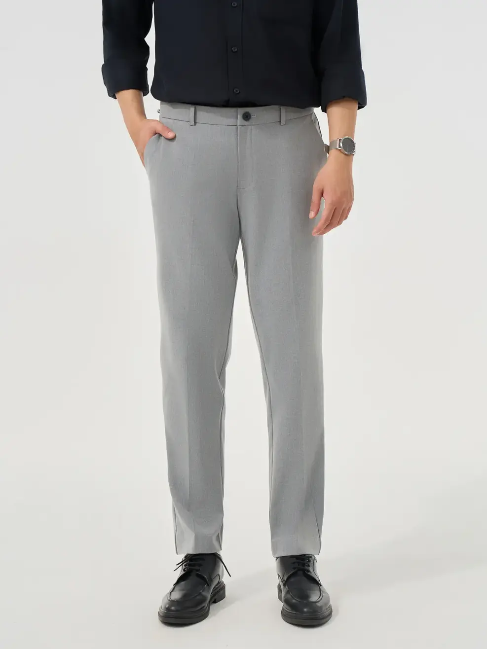 Quần Âu Nam Ngang Mắt Cá Chân Khóa Kéo - Xám melanger 041 - 29