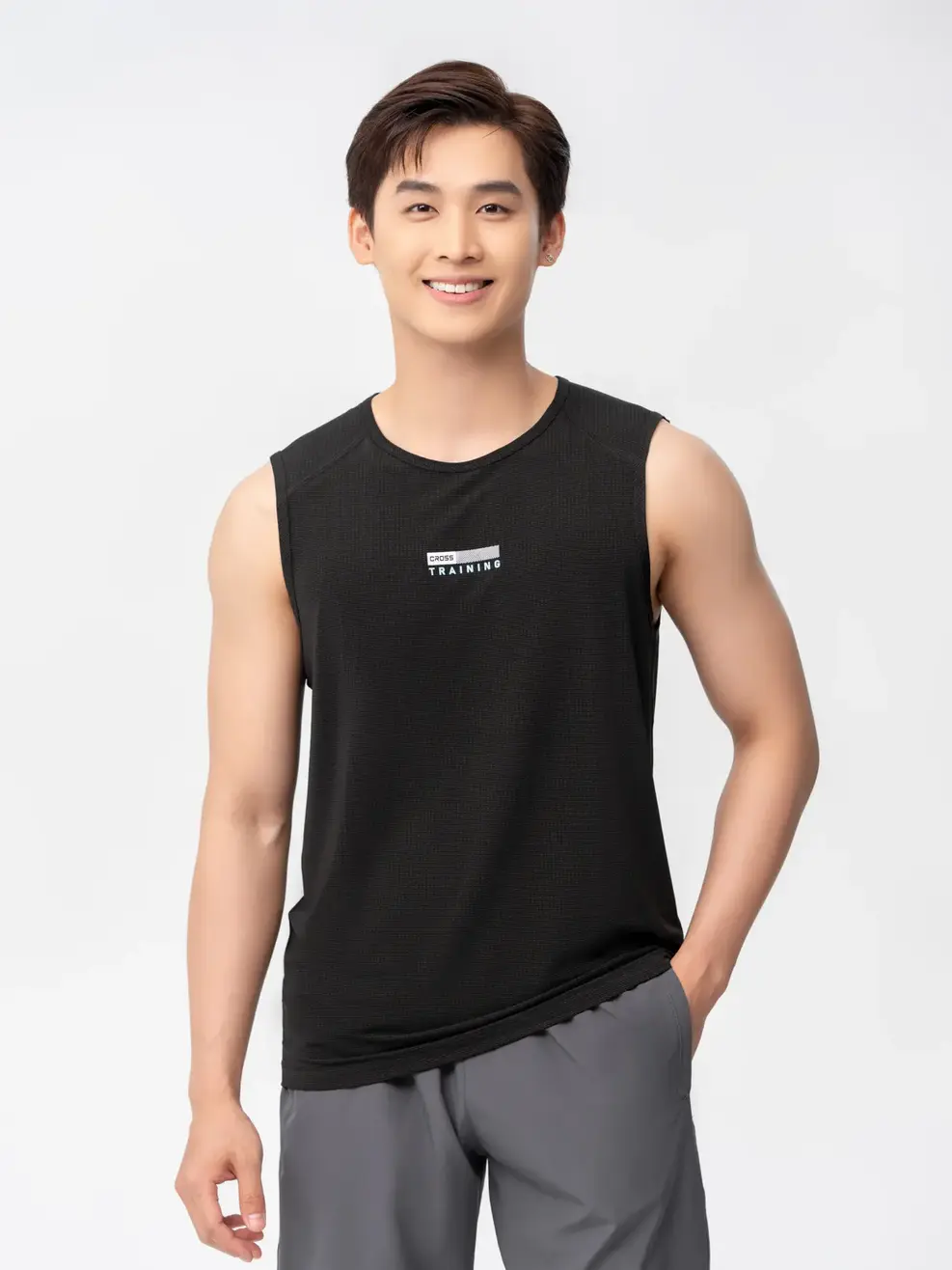 T-shirt Thể Thao Nam In Chữ Cross - Đen - M