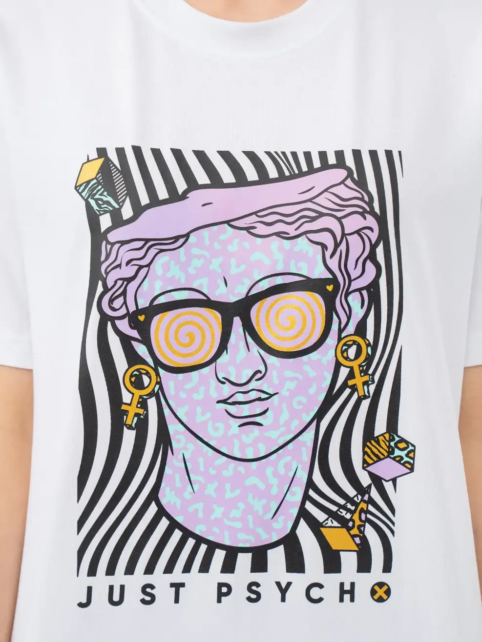 T-shirt Nữ Dáng Rộng In Just Psych Bột Ngô - Trắng 1 - F