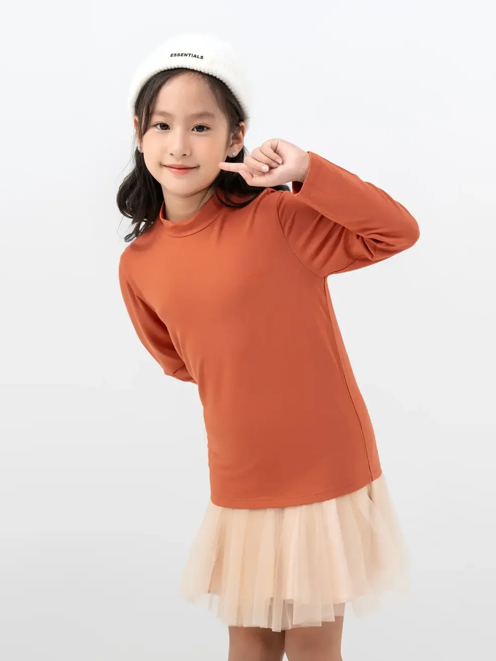 Áo Thun Trẻ Em Giữ Nhiệt Cổ 3cm - Cam - 2