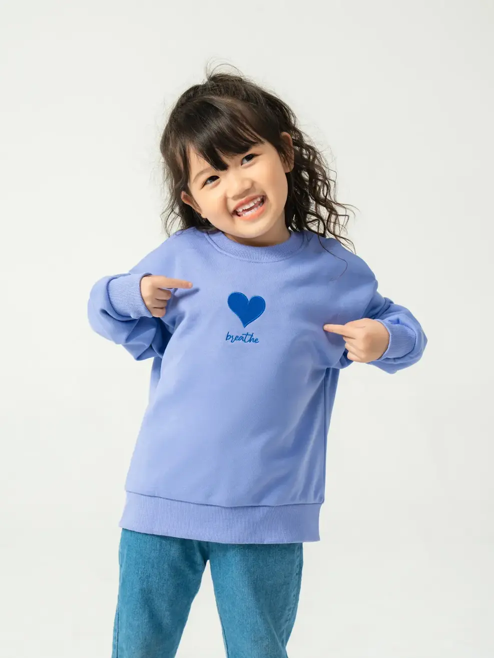 Áo nỉ trẻ em thêu trái tim - Tím - 2