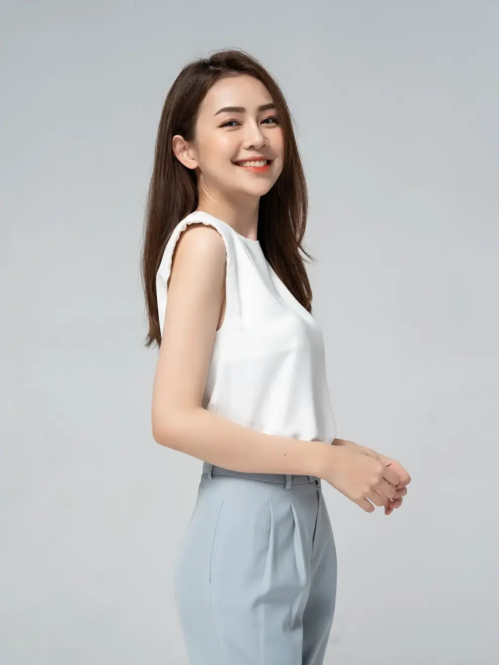 Sơ mi tay chờm vai đệm - Trắng - L