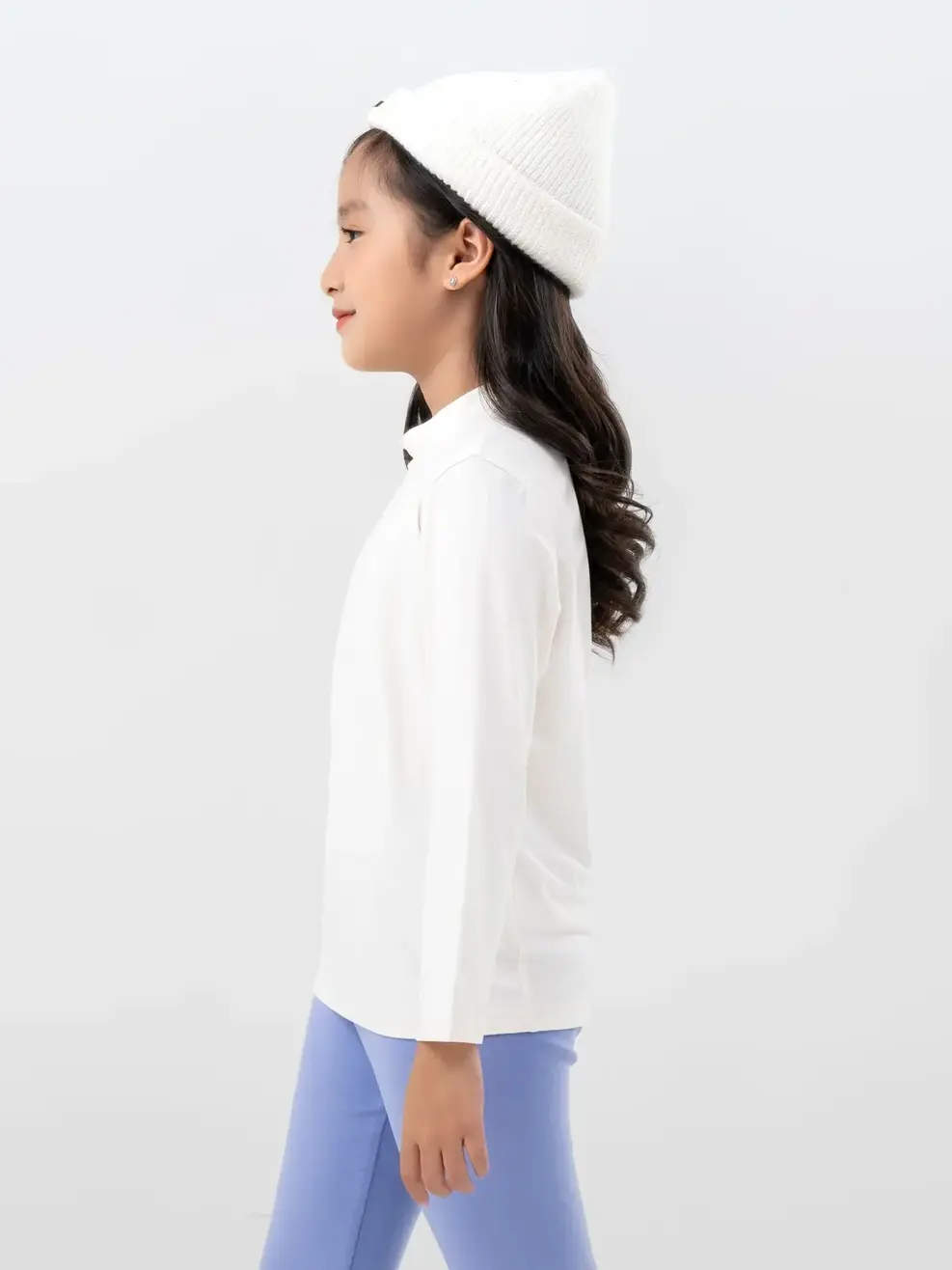 Áo Thun Trẻ Em Giữ Nhiệt Cổ 3cm - Trắng - 2