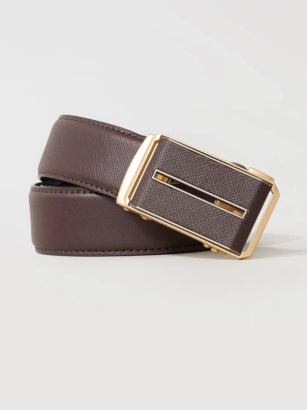 Thắt Lưng Nam Khoá Lăn Mặt Kim Loại Phối Da 04 - Nâu - 115