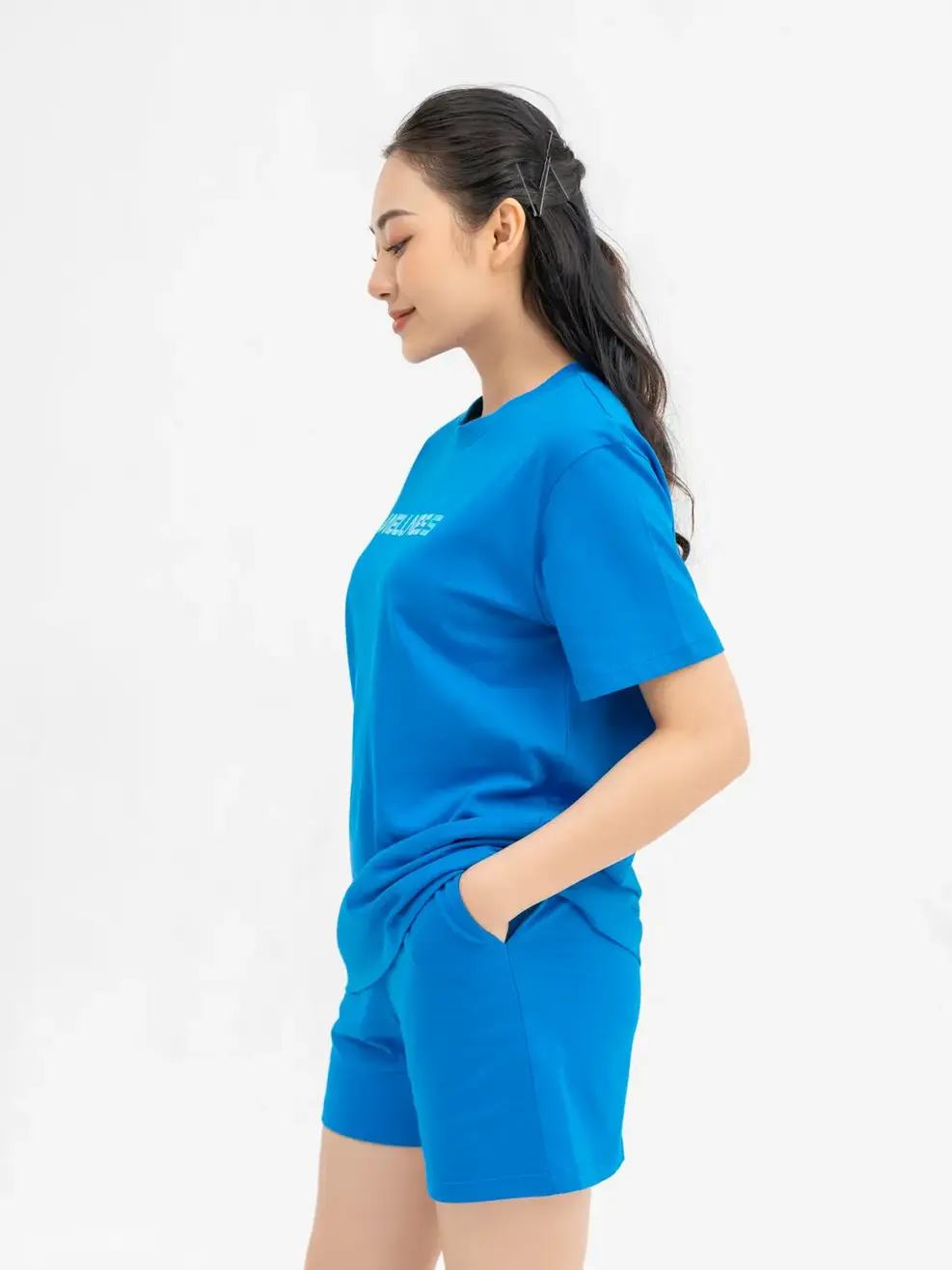 Đồ Bộ Nữ In Chữ Wellness Cotton Usa - Navy - S