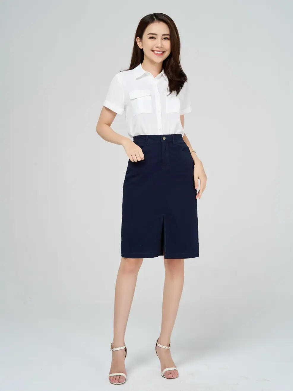 Chân ôm dài khaki xẻ - Tím than - 28
