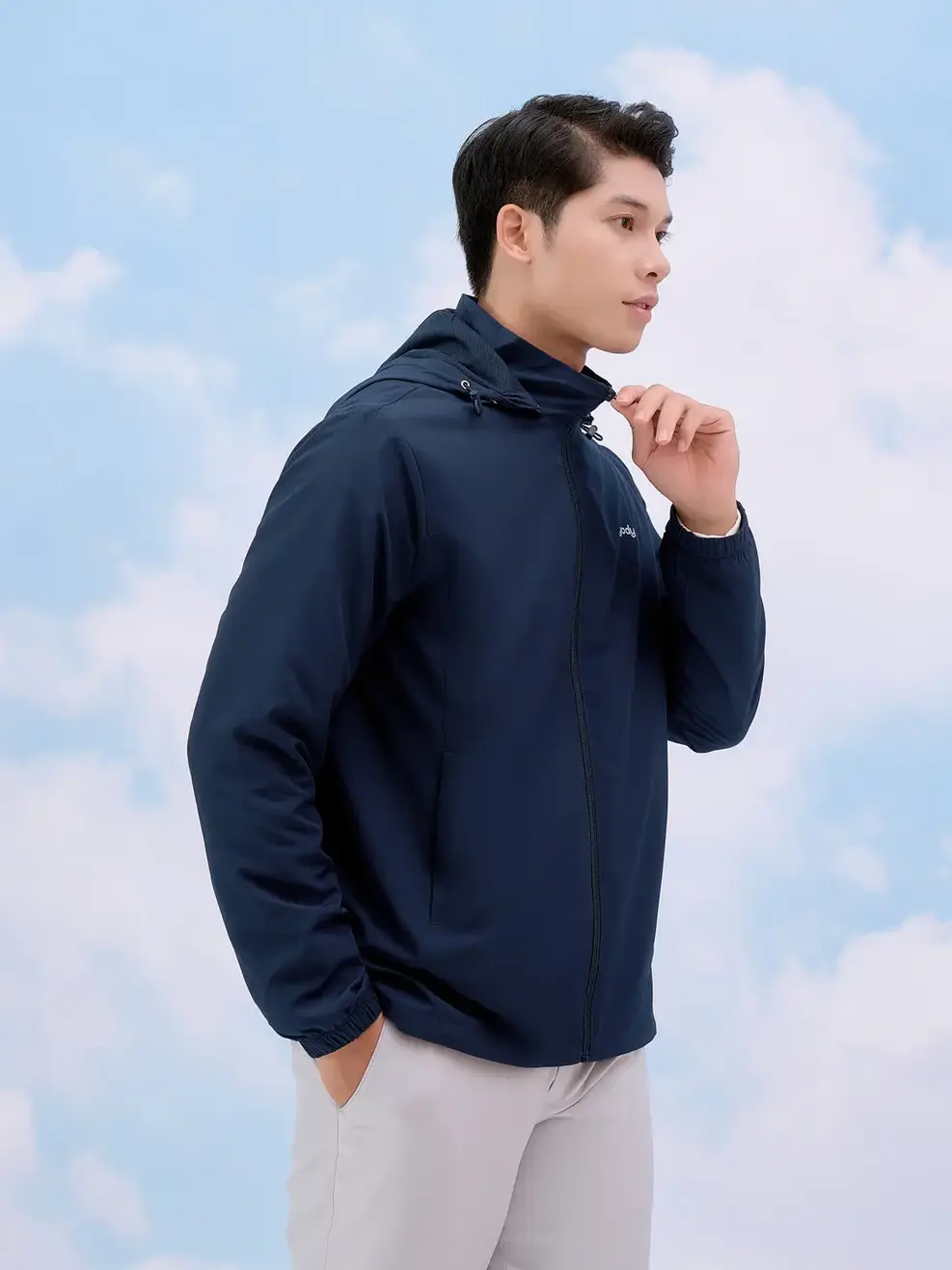 Áo khoác gió nam trượt nước thông minh - Navy - M