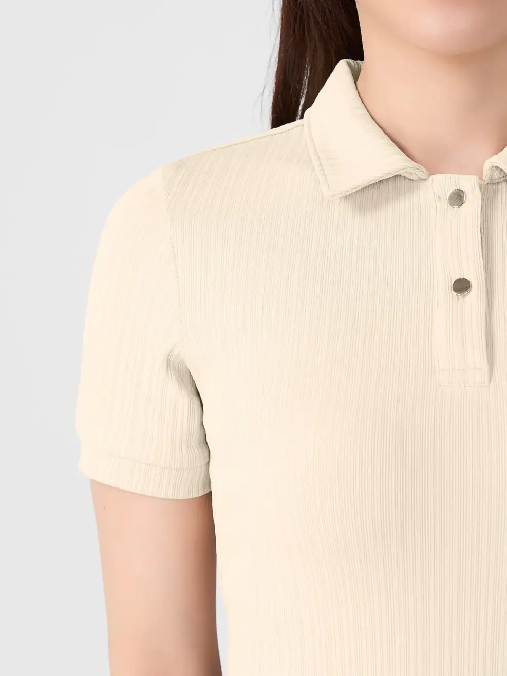 Polo Nữ Thun Rib - Be - S