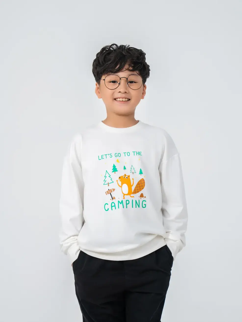 Áo nỉ trẻ em Camping - Trắng - 2