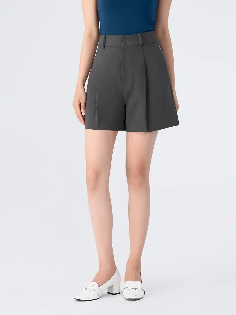 Quần Sooc Nữ Form Rộng - Ghi Đậm - S