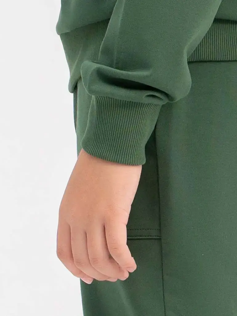 Bộ Đồ Thu Đông Kid Dây Luồn Ở Cổ - Xanh rêu - 10