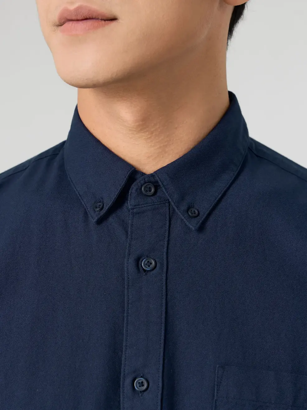 Sơ Mi Dài Tay Nam Oxford Túi Ngực - Tím than - M